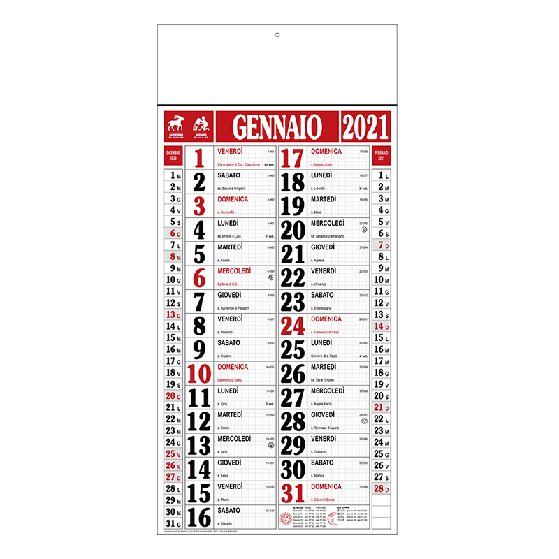 Calendario Maxi Quadrettato 2021